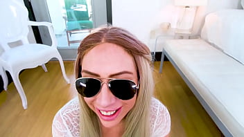 Sunny chase sexy big natural tits blonde no hands huge cock pov blowjob and cum swallow