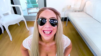 Sunny chase sexy big natural tits blonde no hands huge cock pov blowjob and cum swallow