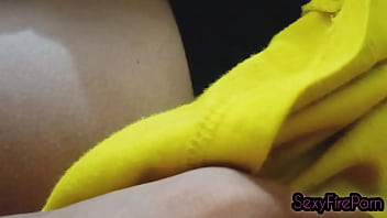 Blonde brown girl does something