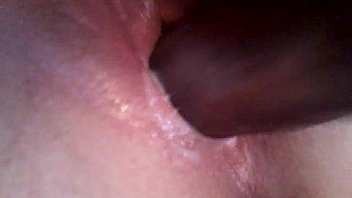 Creamy white cum all over my big purple dildo