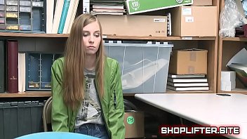 Caught young shoplifter gets interrogated and strip search by a security officer