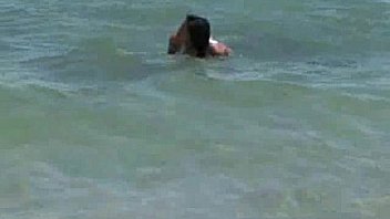 Cat in the sand and surf