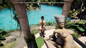 The statue's huge cock stretches lara's tight pussy hentai game 3d