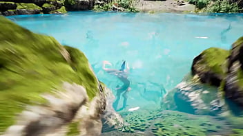 The statue's huge cock stretches lara's tight pussy hentai game 3d