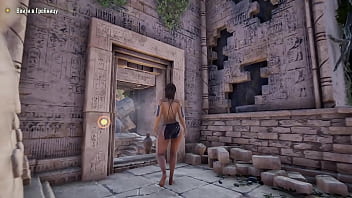 The statue's huge cock stretches lara's tight pussy hentai game 3d