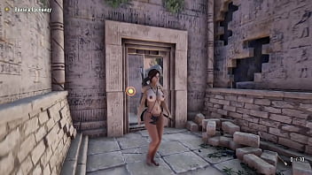 The statue's huge cock stretches lara's tight pussy hentai game 3d