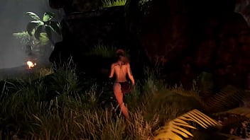 The statue's huge cock stretches lara's tight pussy hentai game 3d