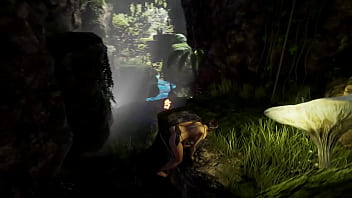 The statue's huge cock stretches lara's tight pussy hentai game 3d