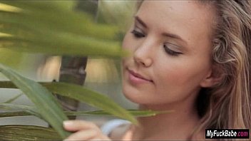 Clover relaxes masturbates and cums in her new garden