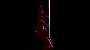 赤いラテックス衣装でポールダンスしてる透明な女 赤いラテックス衣装でポールダンスしてる透明な女