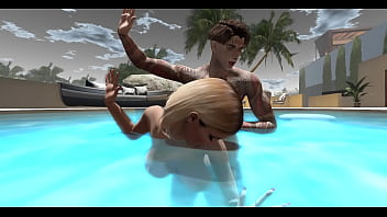 Mermaid bikini at the pool