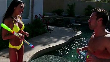 Beach girl rammed pool side