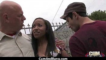 Busty ebony whore gangbanged and covered in cum 5