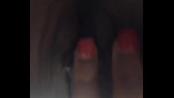 Ebony playing with tight pussy