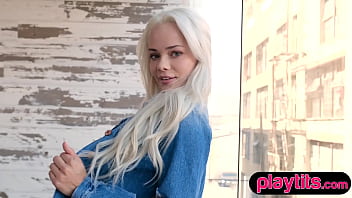 Gorgeous petite blonde russian milf reveals her perky small tits and sexy nude figure