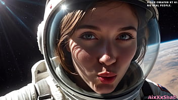 Sex in space and cumming in pussy cum flowing out of pussy ai generated