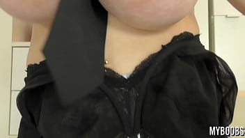 Huge natural tits secretary boobs play at work in office