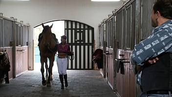 My riding instructor fucks my pussy with his big cock on the couch