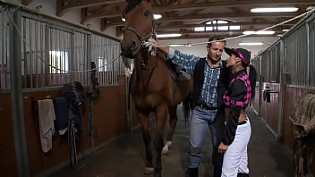 My riding instructor fucks my pussy with his big cock on the couch