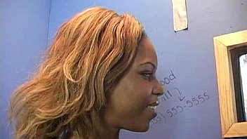 Horny ebony suck the juice from big white gloryhole 24