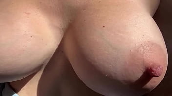 European stepmom showing her boobs bounce close up outside slow mo session