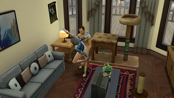 Странная любительница кошек затащила усатого друга на палку чая