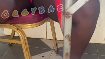 Couple play voyeur at public bar and beach