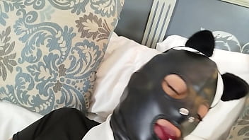 Latin girlfriend bdsm masked slave catsuit is banged by her master with slapping whiping and anal plug till cum in her pussy