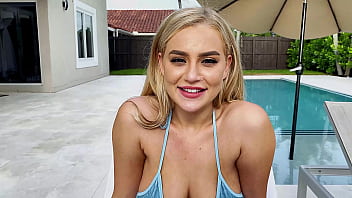 Busty blonde girl next door comes over to borrow my cock