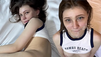 My sexy neighbor is going crazy her tiny pussy can barely fit that cock