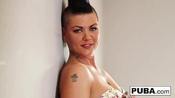 Brunette milf plays with her wet pussy