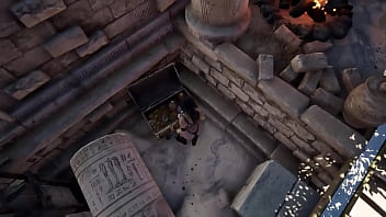 Rhythmic sex between lara and a huge statue that has awakened 3d game