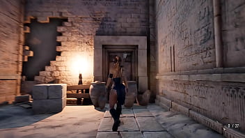 Rhythmic sex between lara and a huge statue that has awakened 3d game