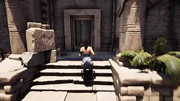 Rhythmic sex between lara and a huge statue that has awakened 3d game