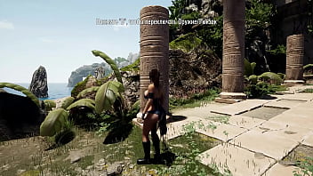Rhythmic sex between lara and a huge statue that has awakened 3d game