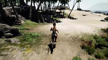 Rhythmic sex between lara and a huge statue that has awakened 3d game