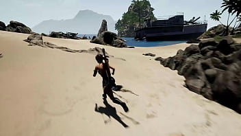 Rhythmic sex between lara and a huge statue that has awakened 3d game