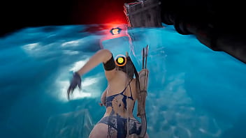 Rhythmic sex between lara and a huge statue that has awakened 3d game