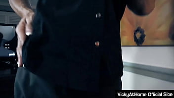 Milf vicky vette gets naughty in the office and rubs her clit