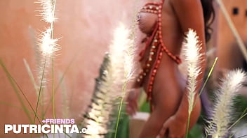 Horny asian babe putri cinta showing off her brown huge tits