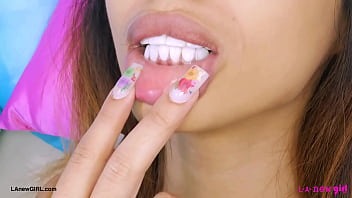 Runway ready brunette naked close up