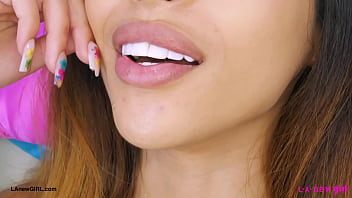 Runway ready brunette naked close up