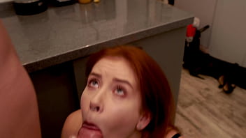 Redhead roommate gets rammed in the kitchen