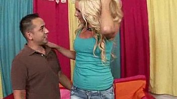 Stripping a tall blonde