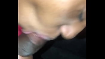 Swallowing the big black dick