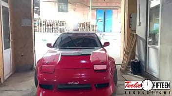 Gorgeous ukrainian models in front of a car