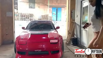 Gorgeous ukrainian models in front of a car