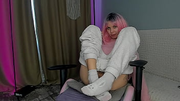 Cute girl in cozy pajama knows how warm up better