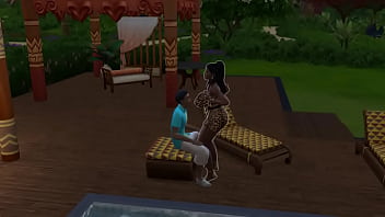 Мулатка с громадным пердаком соскучилась по ласке и отымела племянника