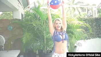 Stunning blonde vicky vette showing off her sexy body outdoors